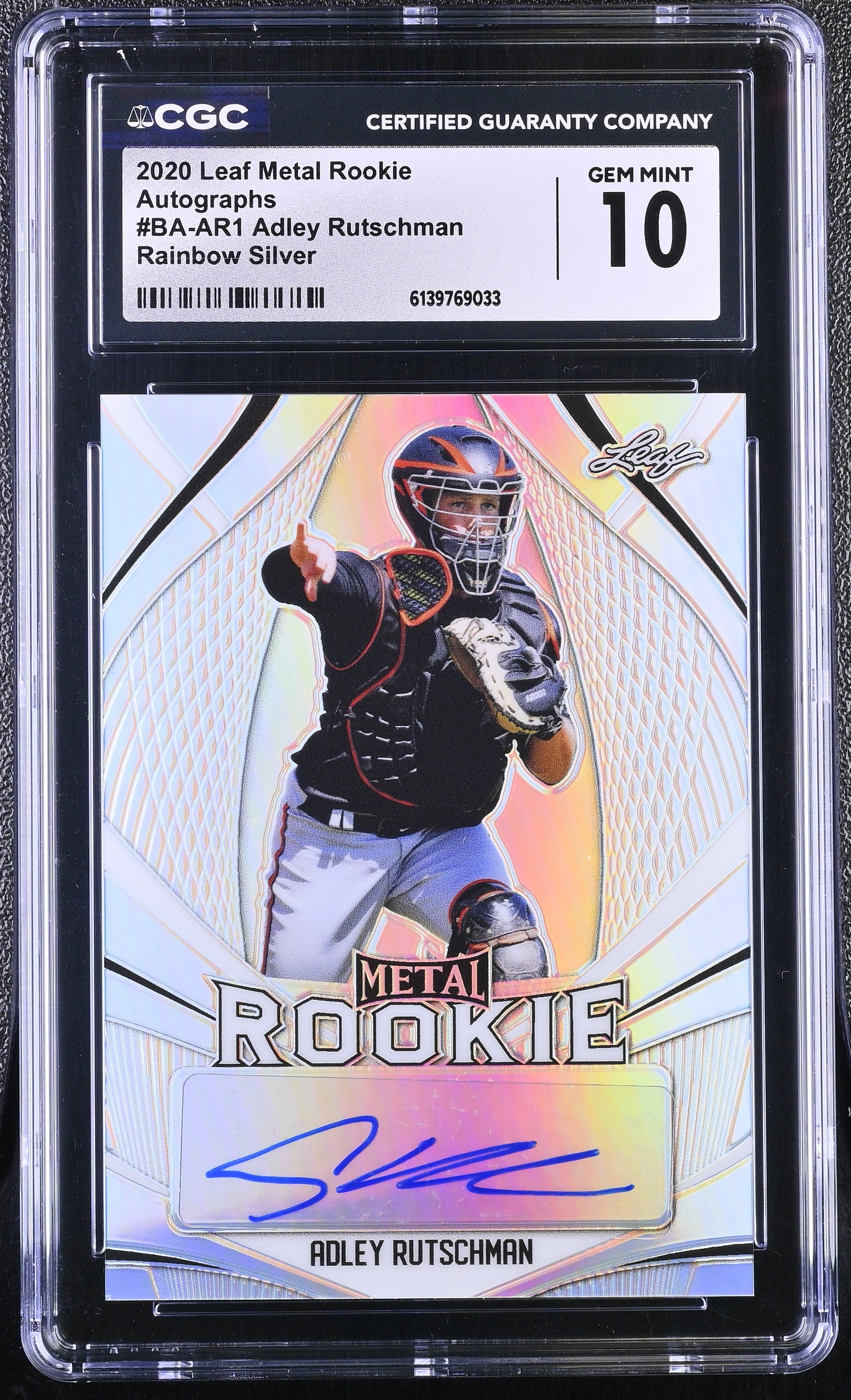 Adley Rutschman RC 2020 Leaf Metal Silver Rookie Auto SP 36/50 CGC 10