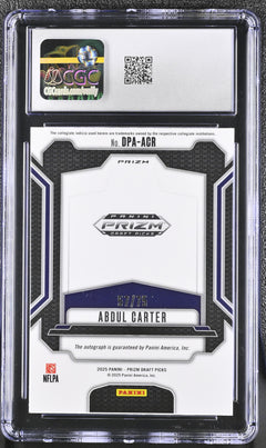 Abdul Carter RC 2025 Panini Prizm Draft Blue Rookie Auto SP 57/75 CGC 9-2