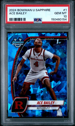 Ace Bailey RC 2024 Bowman U Chrome Sapphire Rookie #1 PSA 10