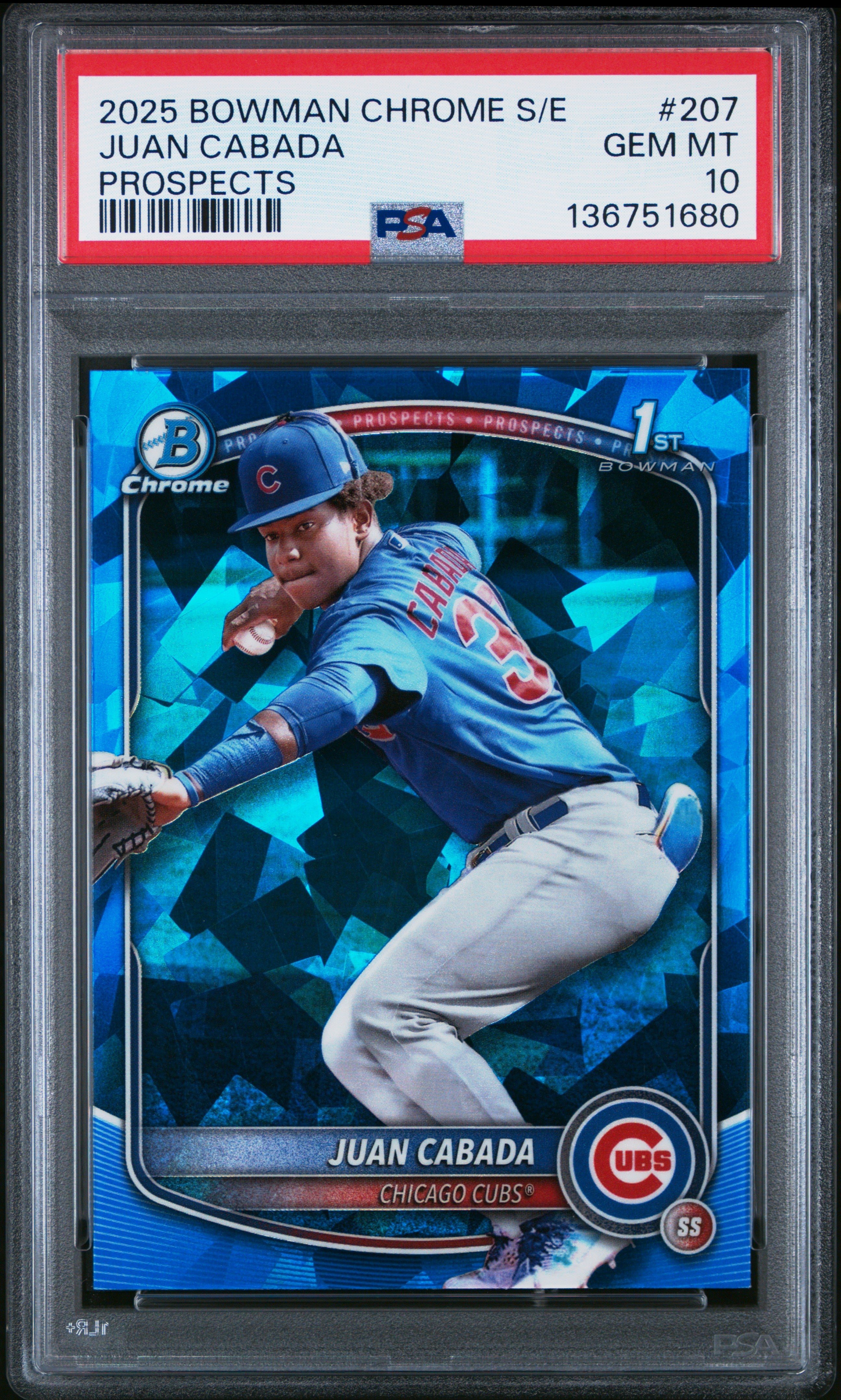 Juan Cabada RC 2025 1st Bowman Chrome Sapphire Prospect Rookie PSA 10