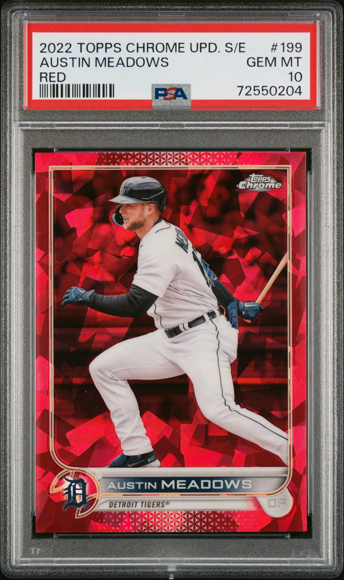 Austin Meadows 2022 Topps Chrome Update Sapphire Red SP 2/5 PSA 10