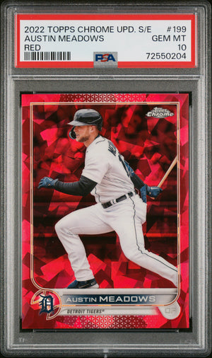 Austin Meadows 2022 Topps Chrome Update Sapphire Red SP 2/5 PSA 10