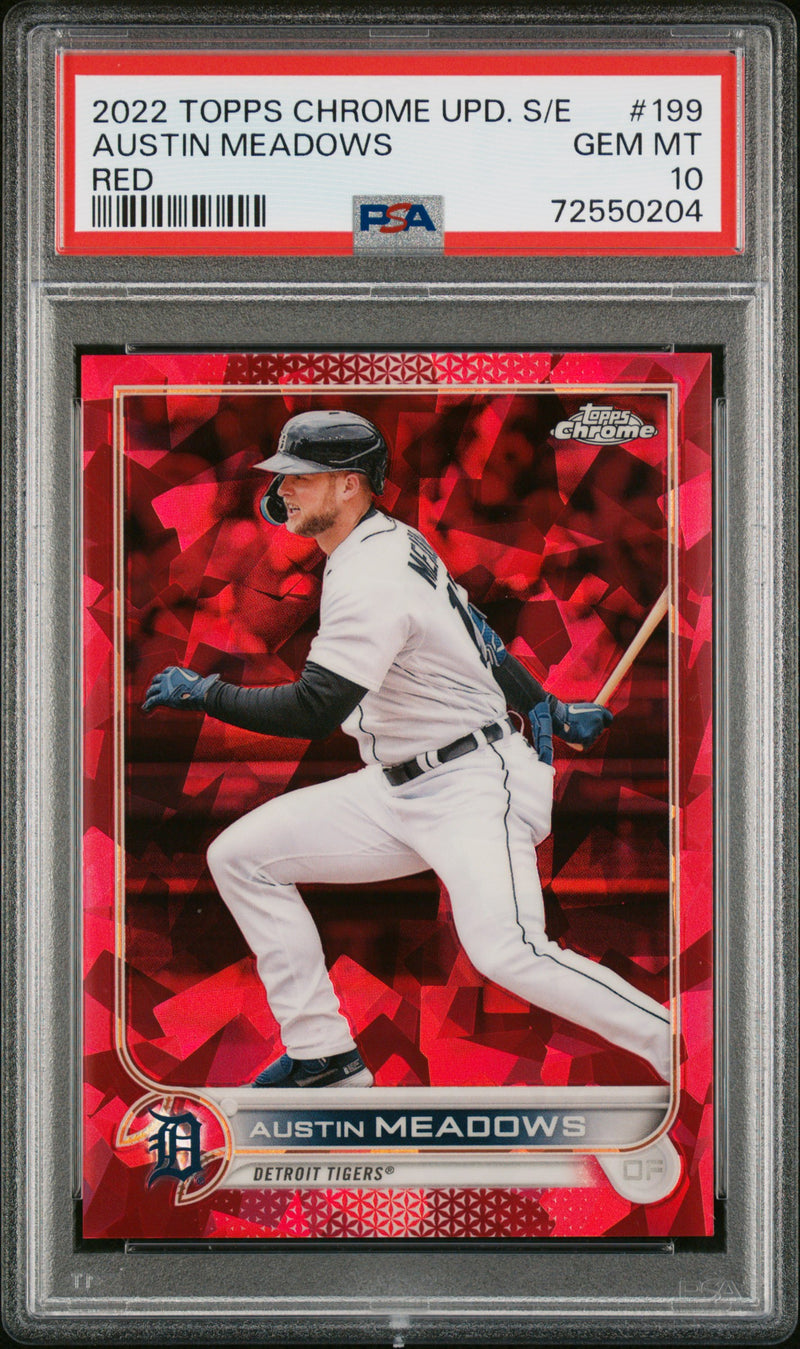 Austin Meadows 2022 Topps Chrome Update Sapphire Red SP 2/5 PSA 10-1