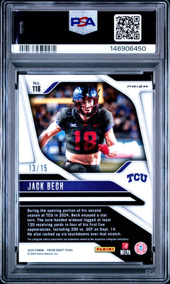 Jack Bech RC 2025 Panini Prizm Draft Gold Shimmer Rookie SP 13/15 PSA 9-2