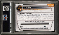 Luis Pena 2025 Bowman Chrome Gold Wave Refractor Prospect Rookie SP 20/50 PSA 8-2