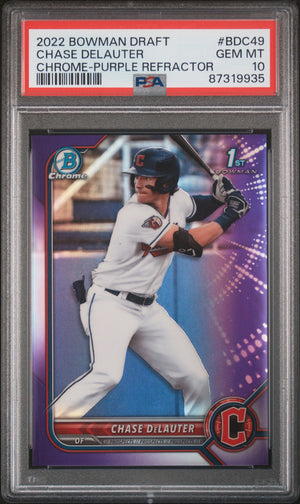 Chase Delauter RC 2022 1st Bowman Chrome Purple Prospect Rookie SP 108/250 PSA 10