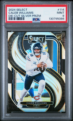 Caleb Williams RC 2024 Panini Select Premier Level Silver Die Cut Rookie #114 PSA 9-1