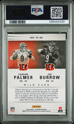 Joe Burrow Carson Palmer 2022 Panini Illusions Trophy Collection Dual SP 7/30 PSA 8-2