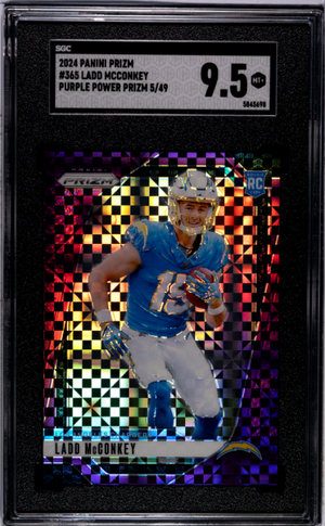 Ladd Mcconkey RC 2024 Panini Prizm Purple Power Rookie SP 5/49 SGC 9.5