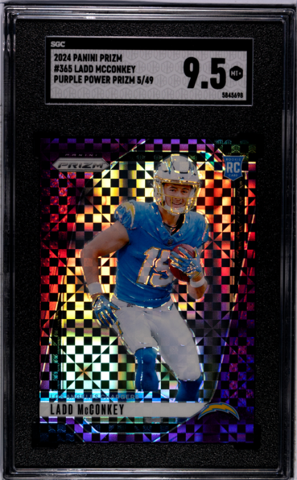 Ladd Mcconkey RC 2024 Panini Prizm Purple Power Rookie SP 5/49 SGC 9.5