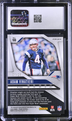 Adam Vinatieri 2024 Panini Prizm Blue Shimmer Auto SP 1/25 CGC 9-2