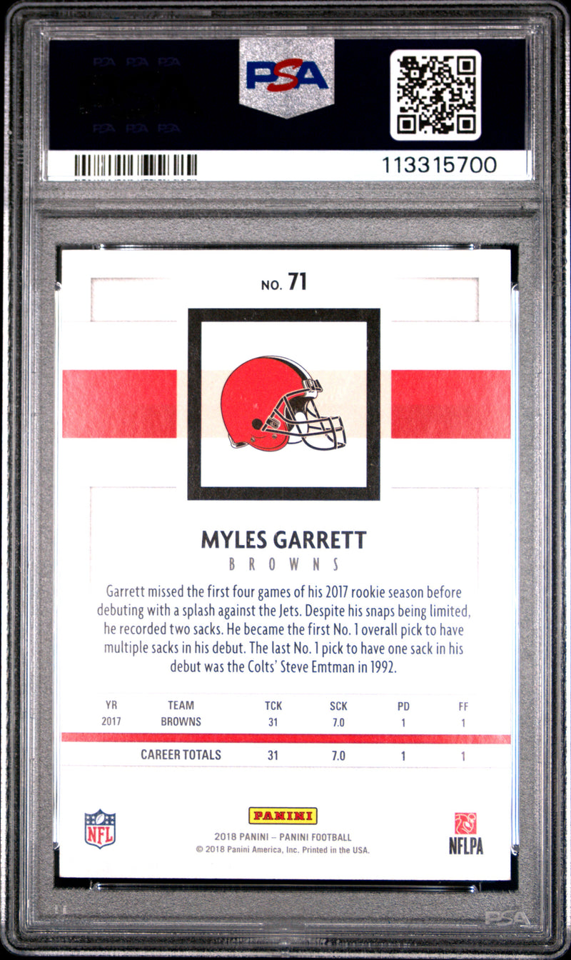 Myles Garrett 2018 Panini Football Gold SP 4/20 PSA 9-2