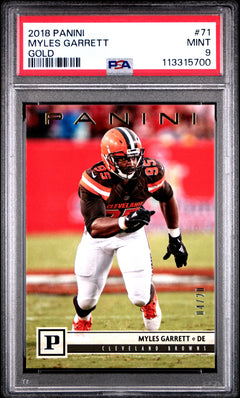 Myles Garrett 2018 Panini Football Gold SP 4/20 PSA 9-1