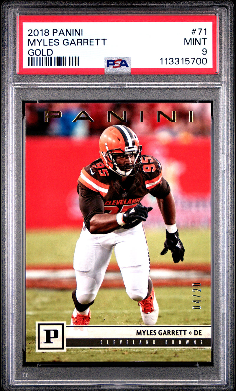 Myles Garrett 2018 Panini Football Gold SP 4/20 PSA 9-1