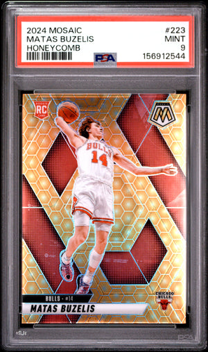 Matas Buzelis RC 2024-25 Panini Mosaic Honeycomb Prizm Rookie SSP #223 PSA 9