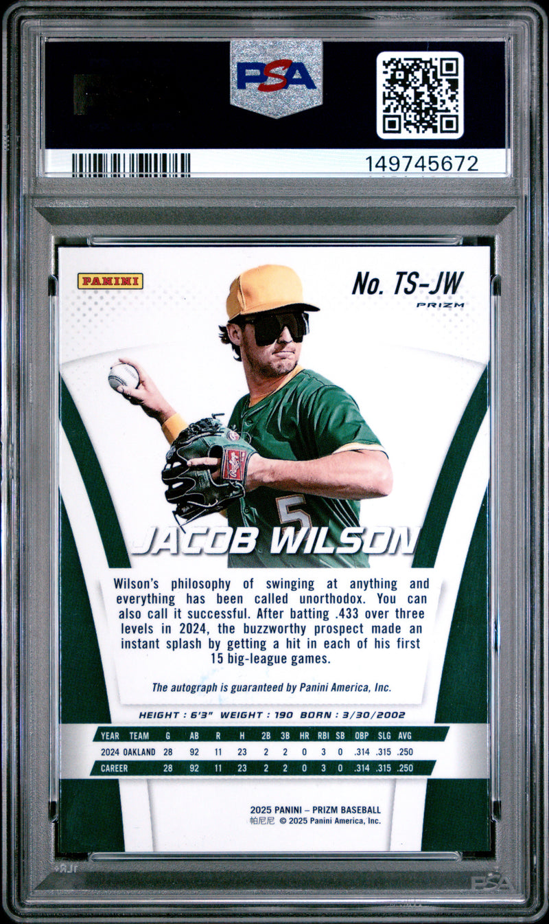 Jacob Wilson 2025 Panini Prizm Silver Throwback Auto PSA 10-2