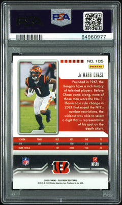 Ja'marr Chase RC 2021 Panini Playbook Mosaic Rookie #105 PSA 10-2