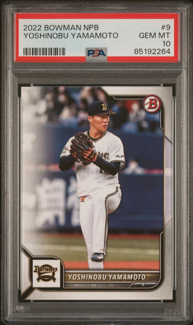 Yoshinobu Yamamoto RC 2022 Bowman NPB Prospect Rookie #9 PSA 10-1