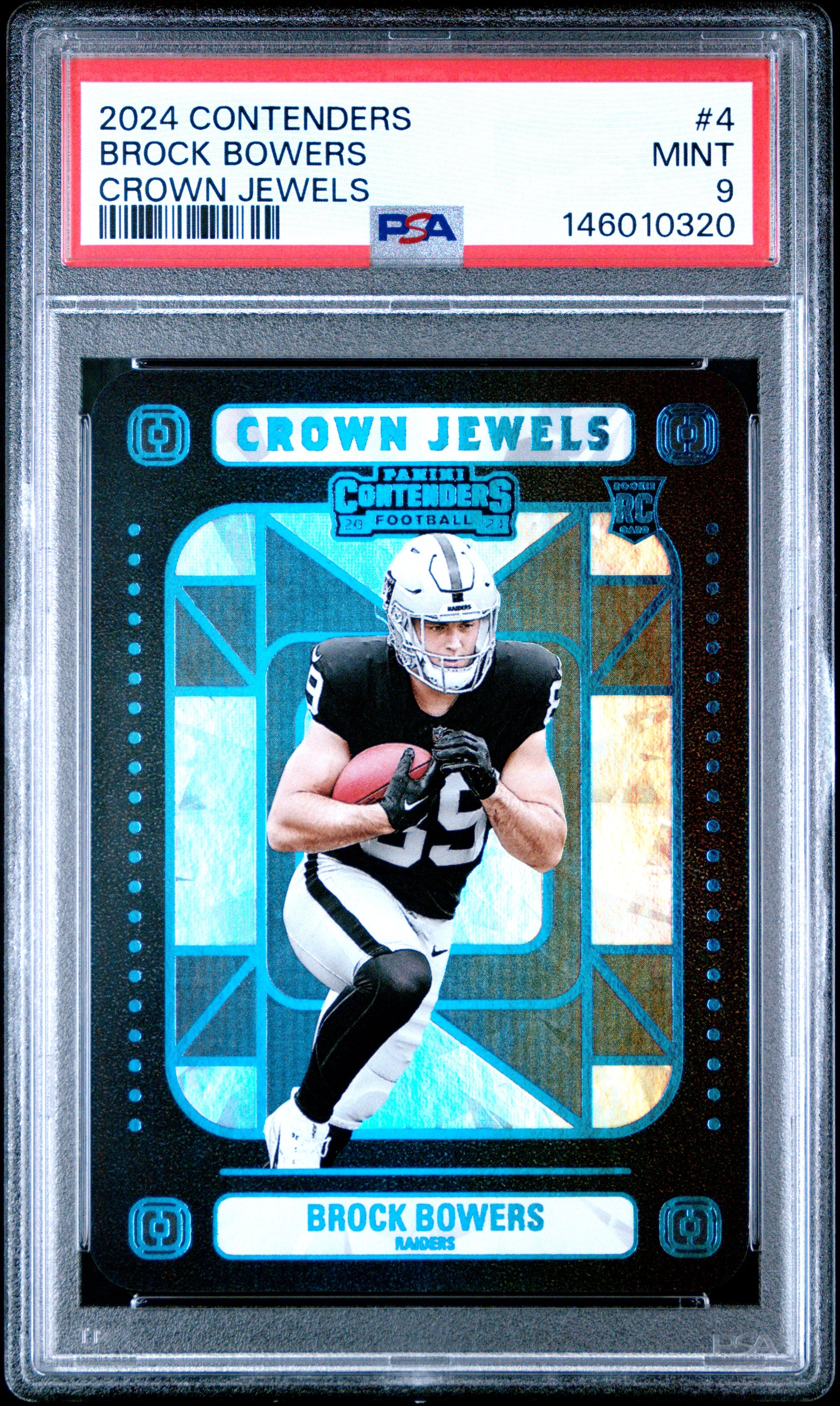 Brock Bowers RC 2024 Panini Contenders Crown Jewels Rookie SSP #4 PSA 9-1