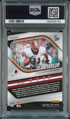 Sean Taylor 2025 Panini Prizm Pigskin SP 103/180 PSA 9-2