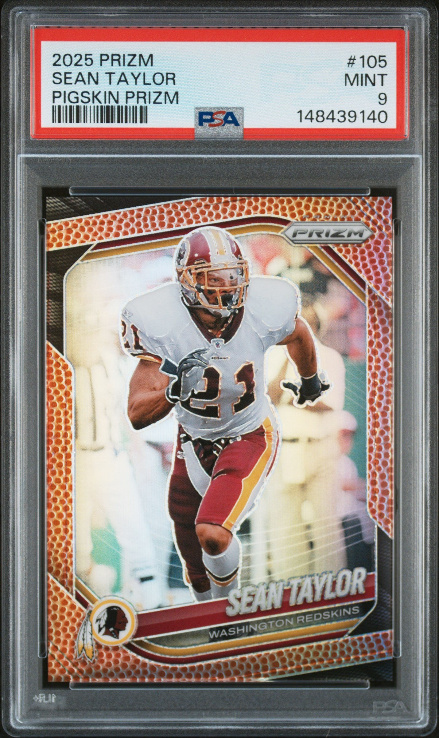 Sean Taylor 2025 Panini Prizm Pigskin SP 103/180 PSA 9-1