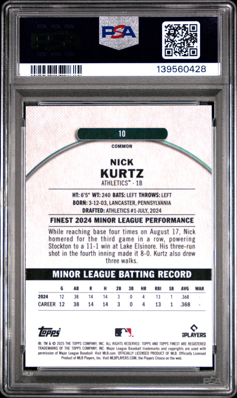 Nick Kurtz RC 2025 Topps Finest Rookie #10 PSA 10-2