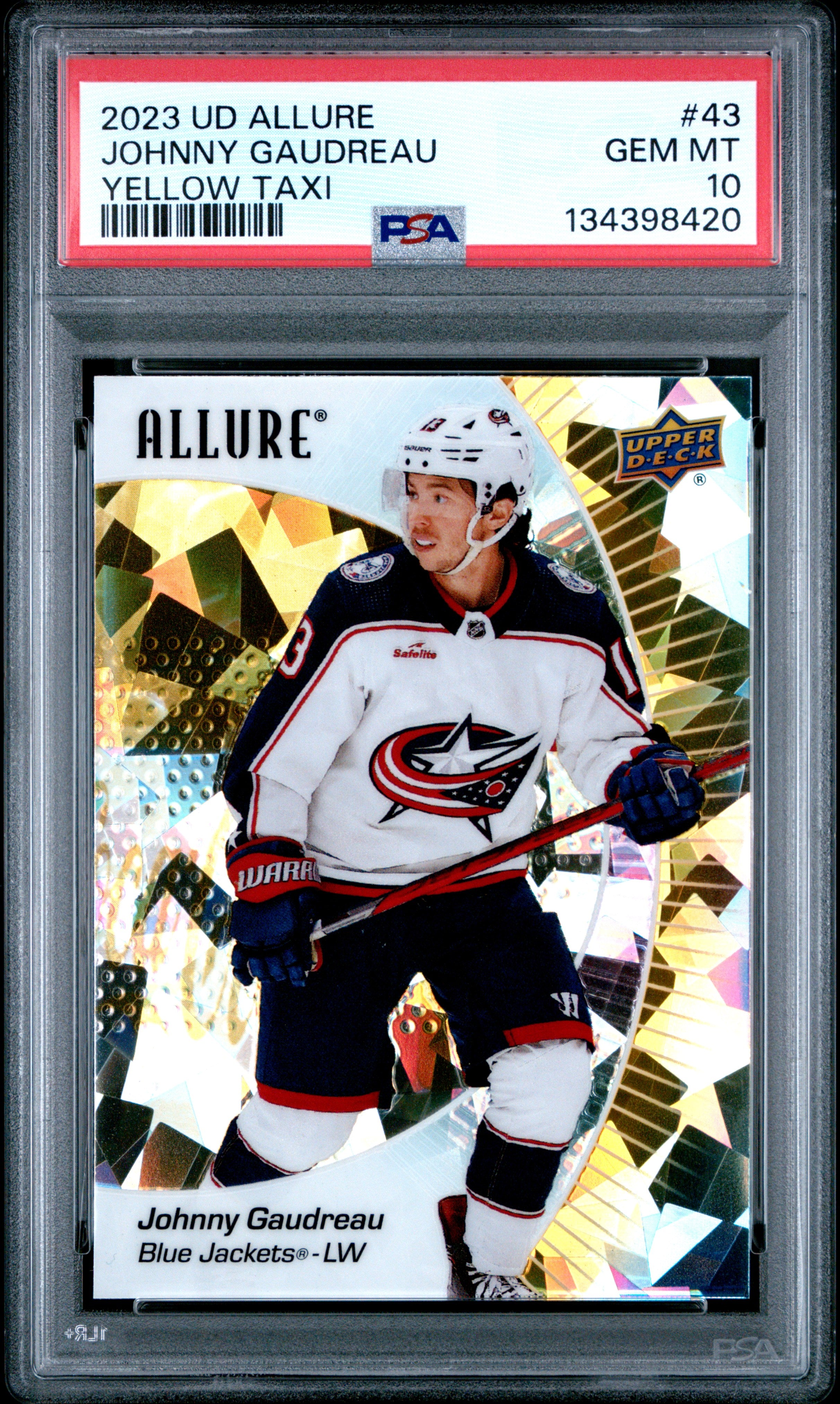 Johnny Gaudreau 2023-24 Upper Deck Allure Yellow Taxi #43 PSA 10
