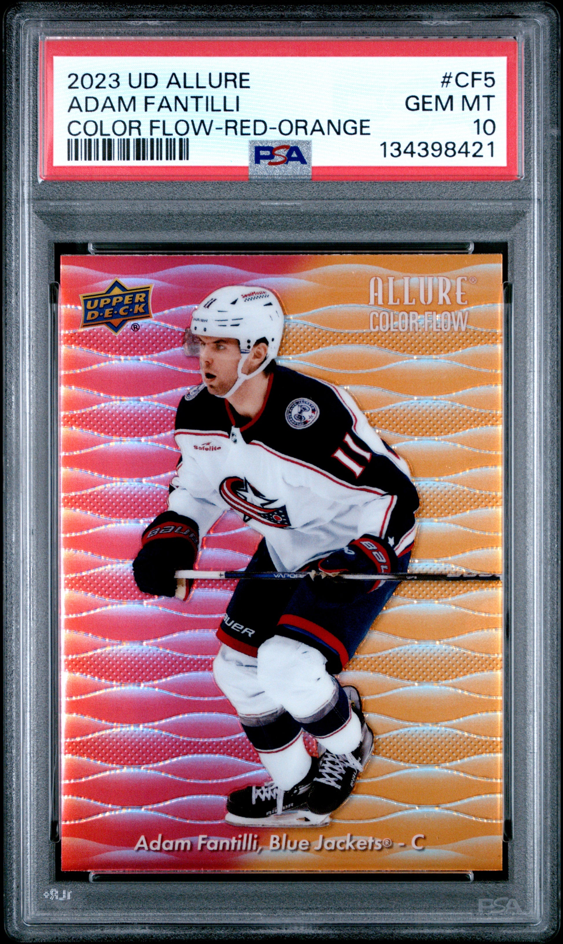 Adam Fantilli 2023-24 Upper Deck Red Orange Color Flow PSA 10-1
