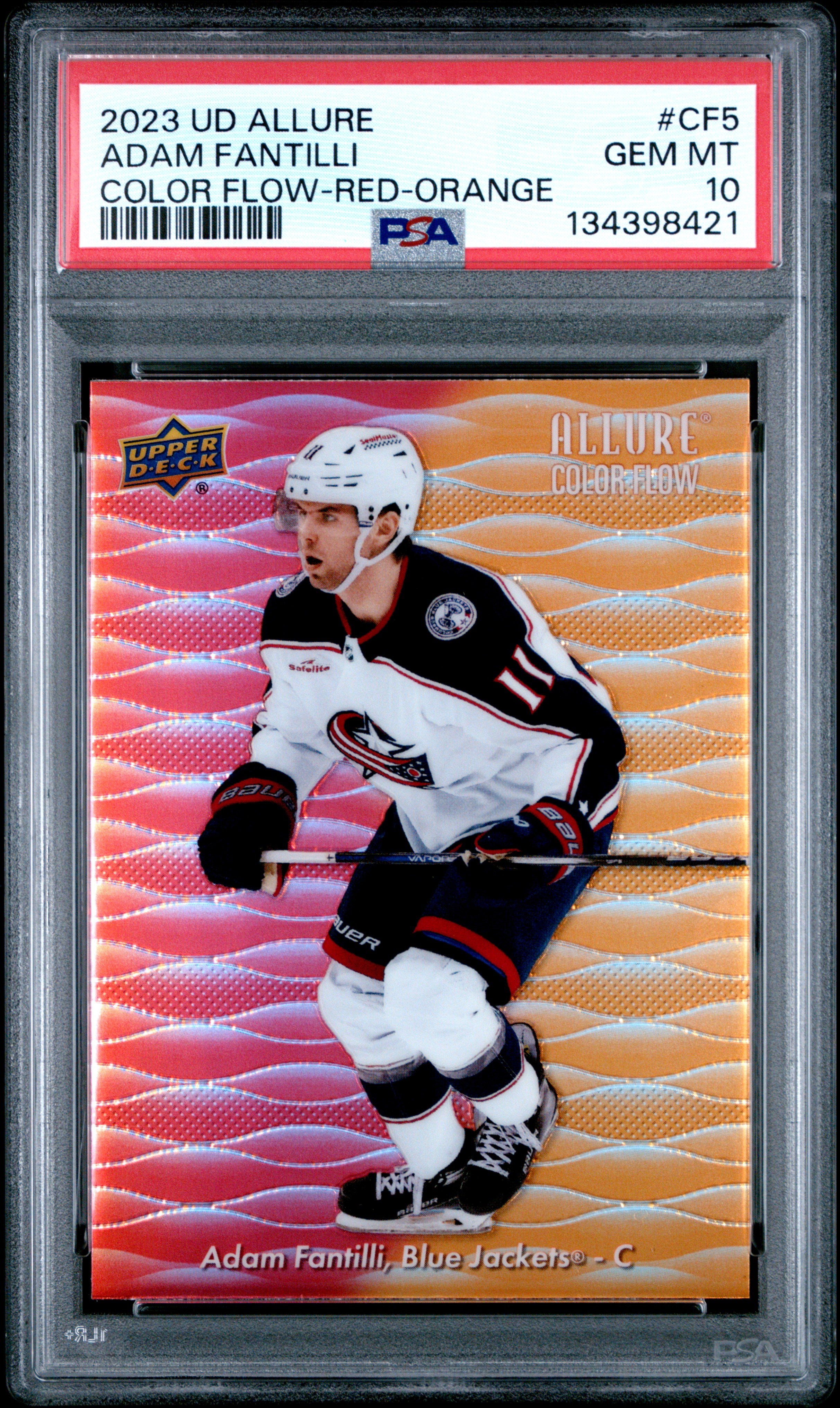 Adam Fantilli 2023-24 Upper Deck Red Orange Color Flow PSA 10