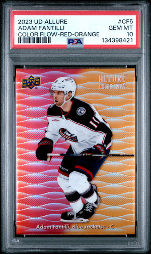 Adam Fantilli 2023-24 Upper Deck Red Orange Color Flow PSA 10