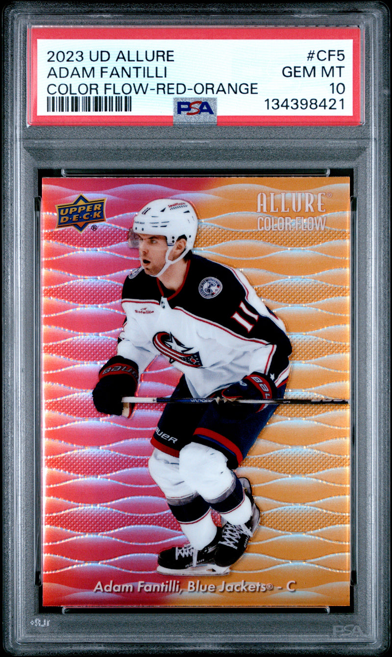 Adam Fantilli 2023-24 Upper Deck Red Orange Color Flow PSA 10-1