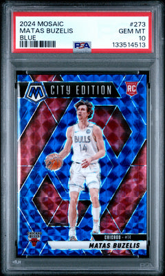Matas Buzelis RC 2024-25 Panini Mosaic Blue Prizm Rookie SP 4/199 PSA 10-1
