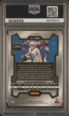 Justin Herbert 2023 Panini Prizm Blue Shimmer SP 1/25 PSA 9-2