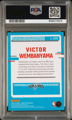 Victor Wembanyama RC 2023-24 Donruss Holo Green Laser Rated Rookie #220 PSA 9-2