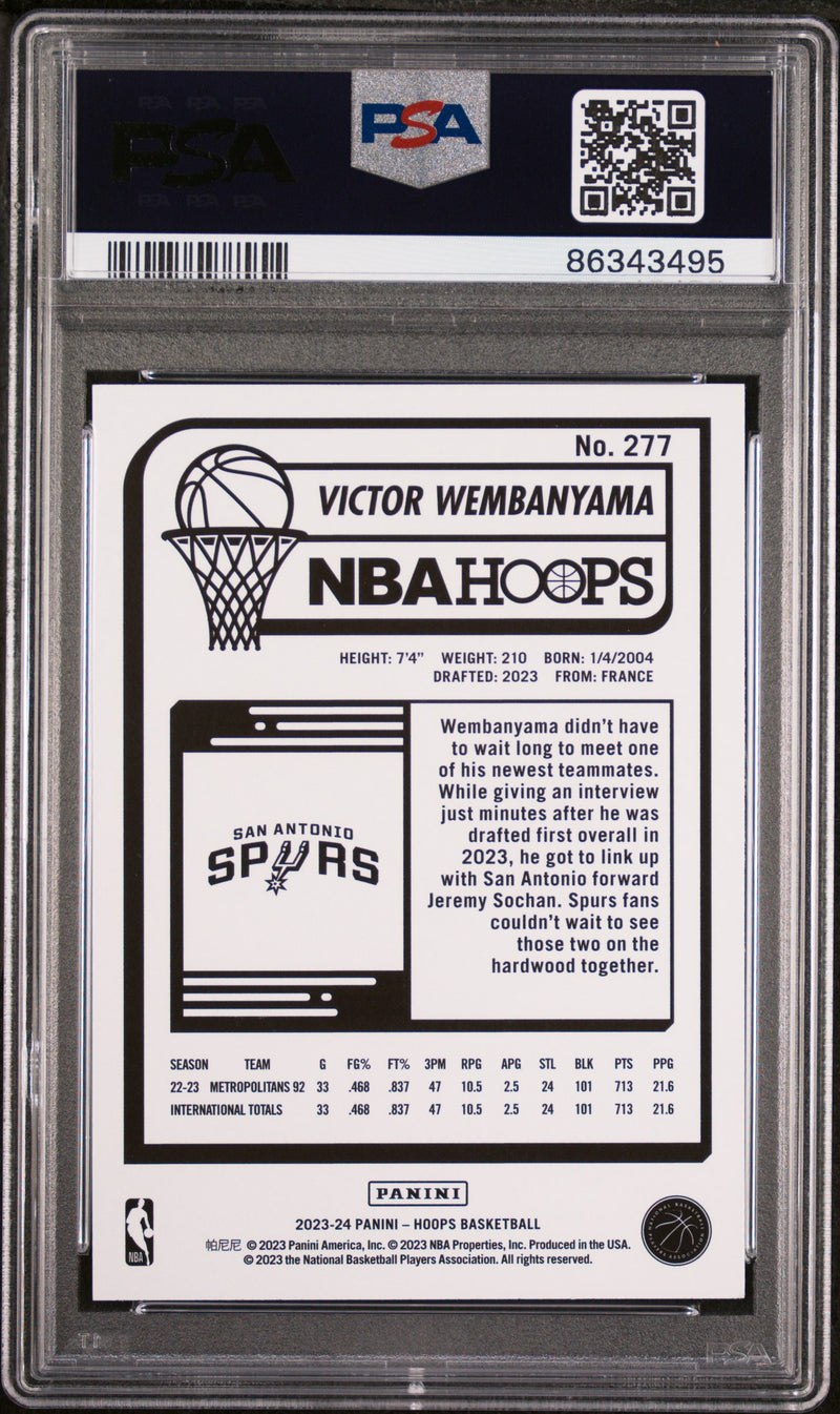 Victor Wembanyama RC 2023-24 Panini NBA Hoops Rookie #277 PSA 10-2