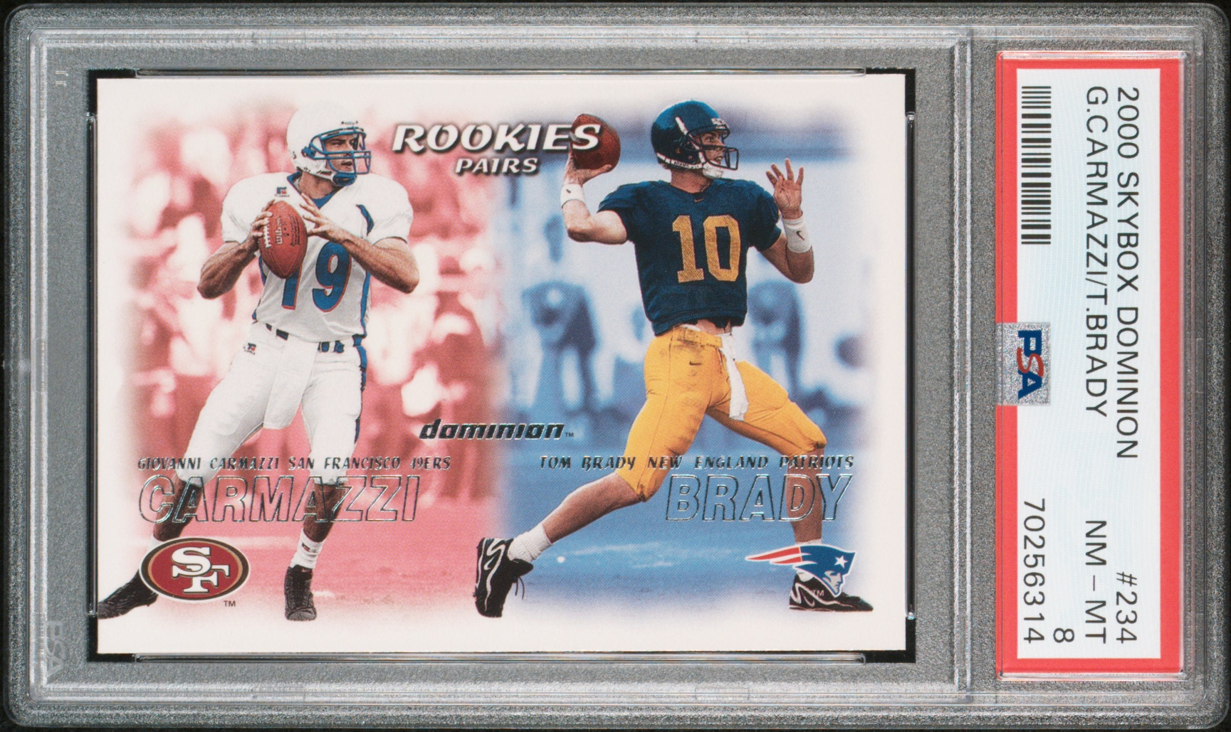 Tom Brady Giovanni Carmazzi RC 2000 Skybox Dominion Rookie #234 PSA 8