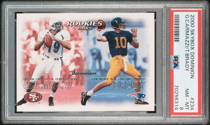 Tom Brady Giovanni Carmazzi RC 2000 Skybox Dominion Rookie #234 PSA 8-1