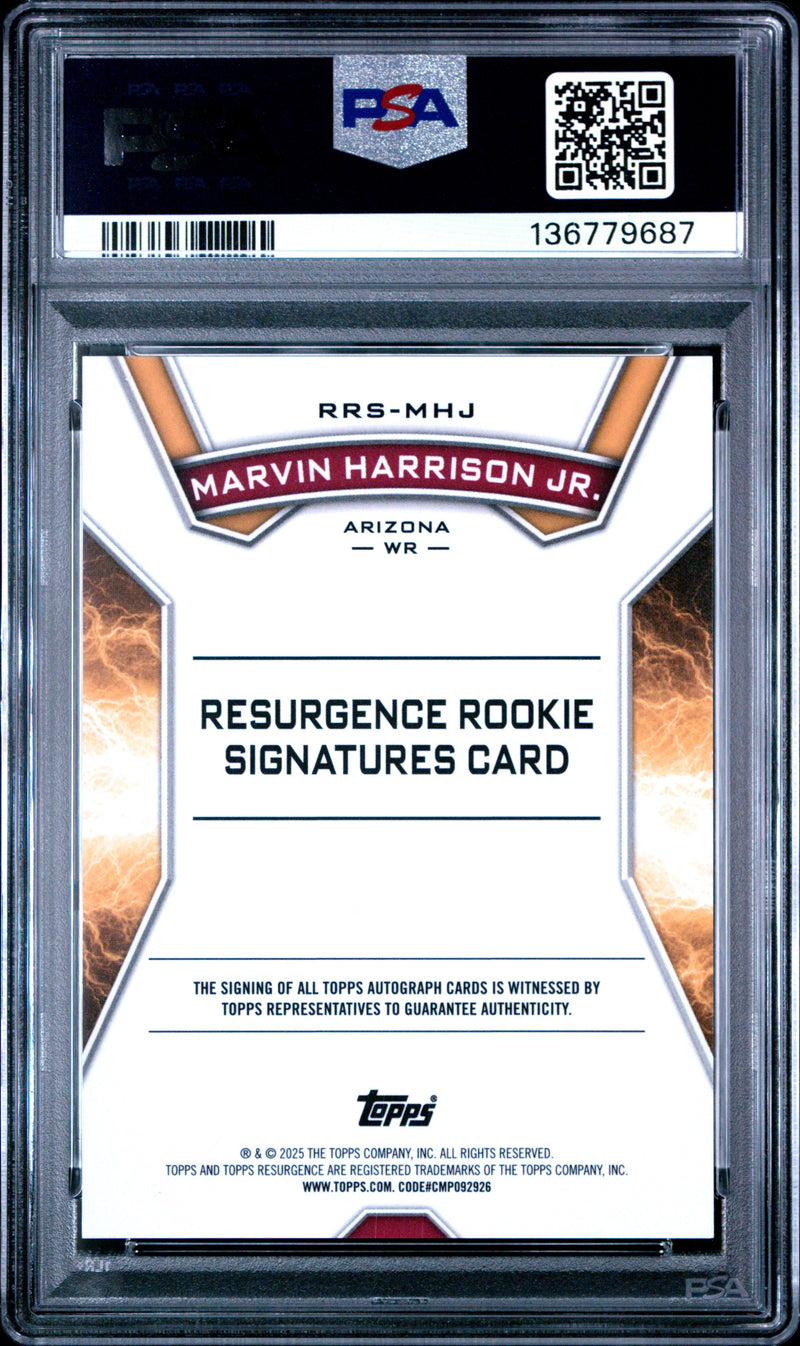 Marvin Harrison Jr RC 2024 Topps Resurgence Rookie Auto PSA 10-2