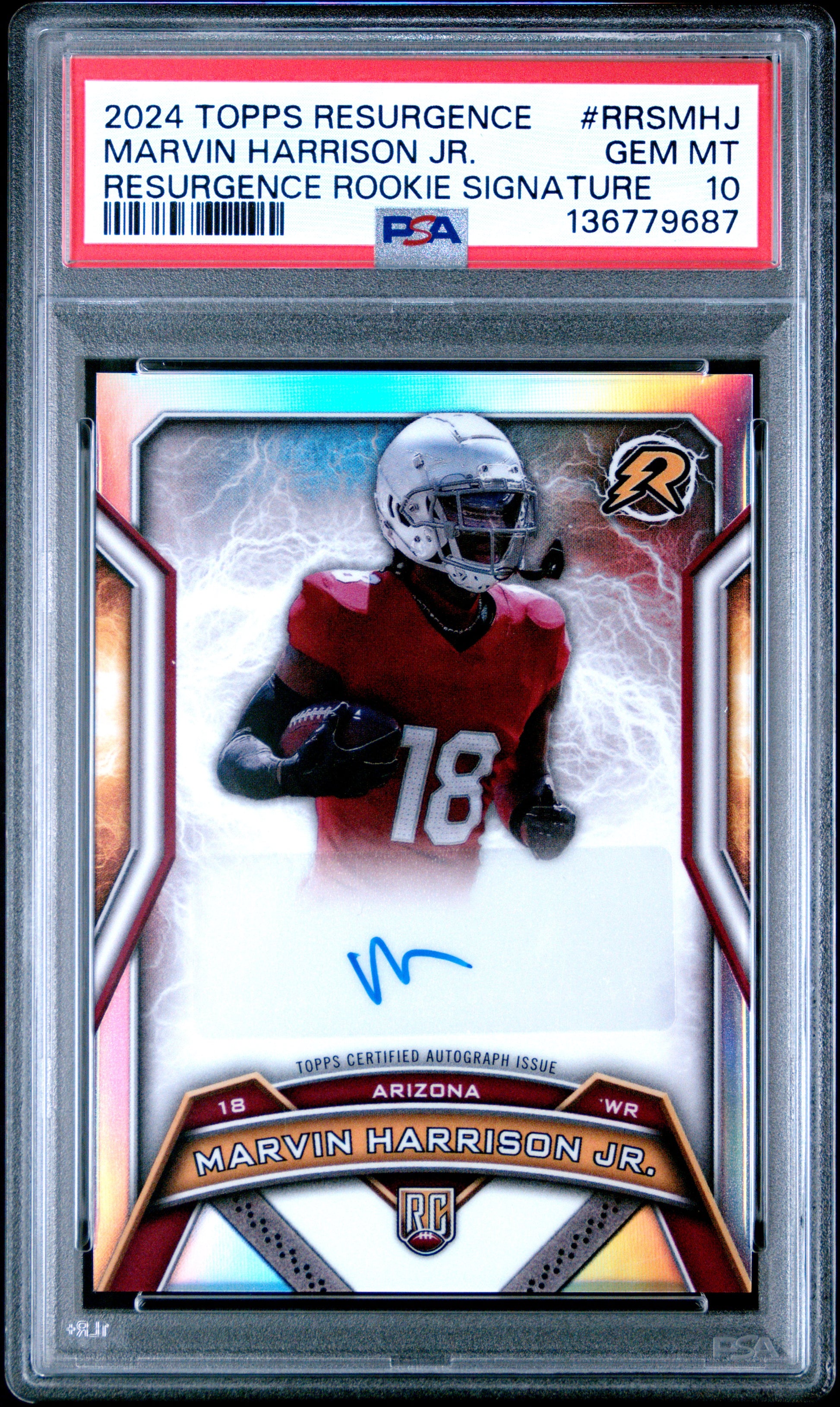 Marvin Harrison Jr RC 2024 Topps Resurgence Rookie Auto PSA 10-1