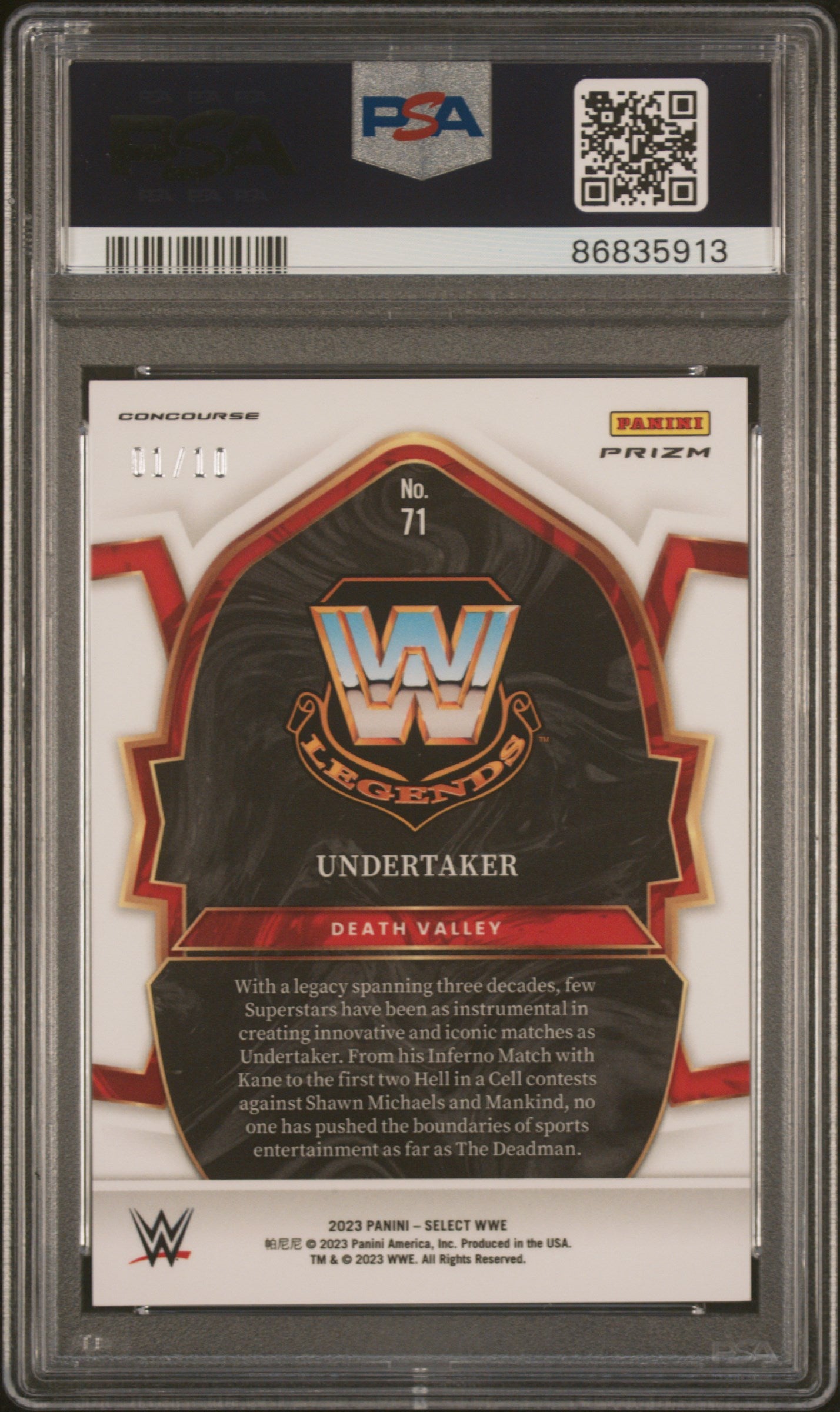Undertaker 2023 Panini Select WWE Concourse Gold Wave SP 1/10 PSA 9-2