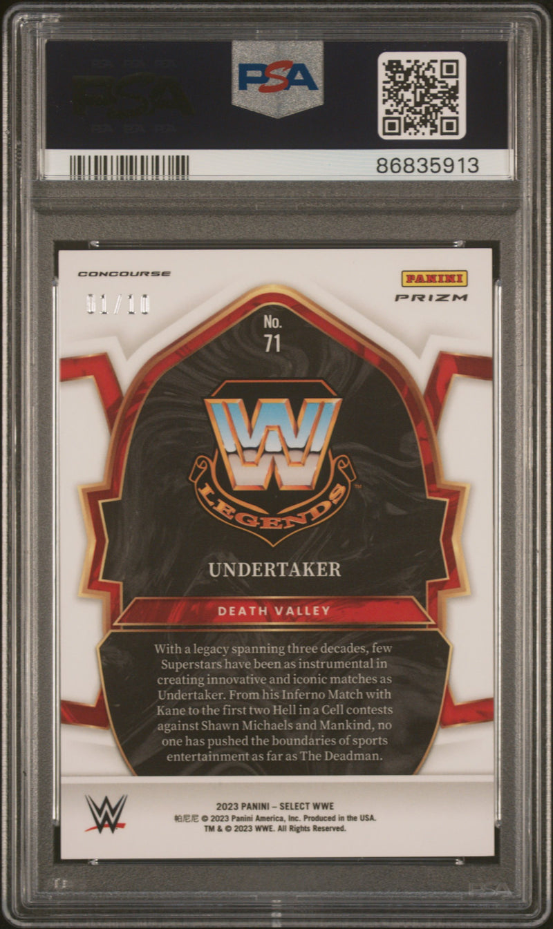 Undertaker 2023 Panini Select WWE Concourse Gold Wave SP 1/10 PSA 9-2