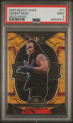 Undertaker 2023 Panini Select WWE Concourse Gold Wave SP 1/10 PSA 9-1