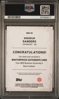Shedeur Sanders RC 2023 Bowman U Best Masterpiece Rookie Auto SP 11/75 PSA 9-2