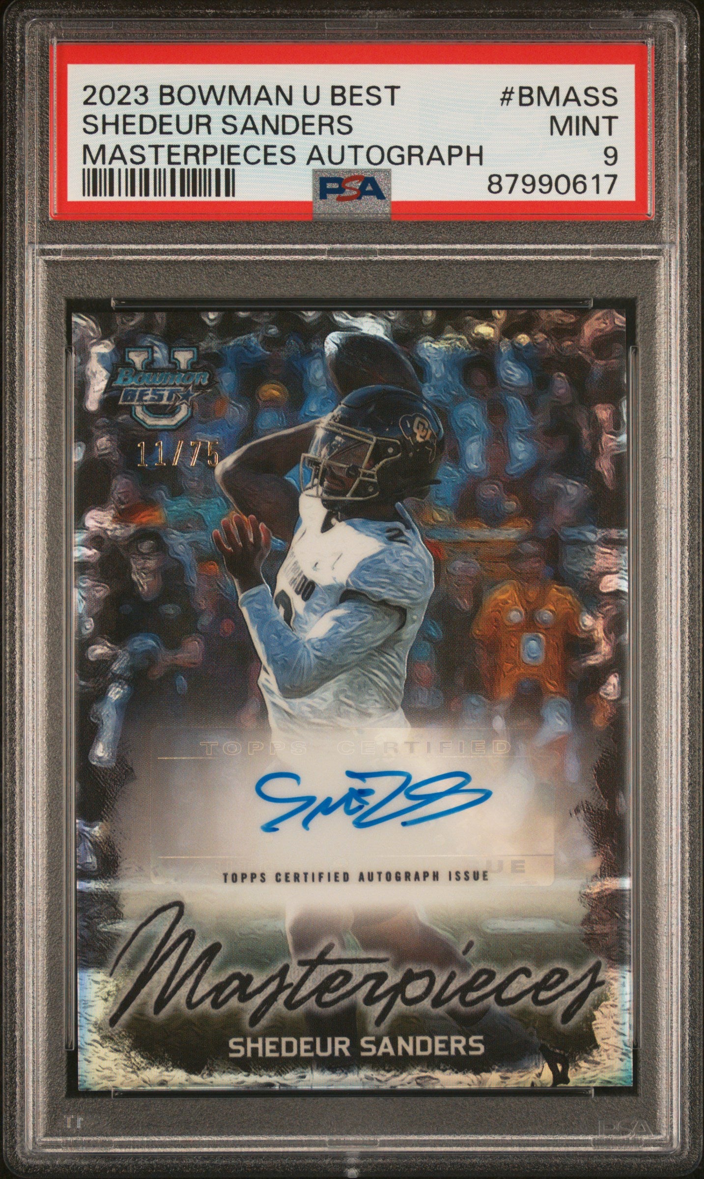 Shedeur Sanders RC 2023 Bowman U Best Masterpiece Rookie Auto SP 11/75 PSA 9-1