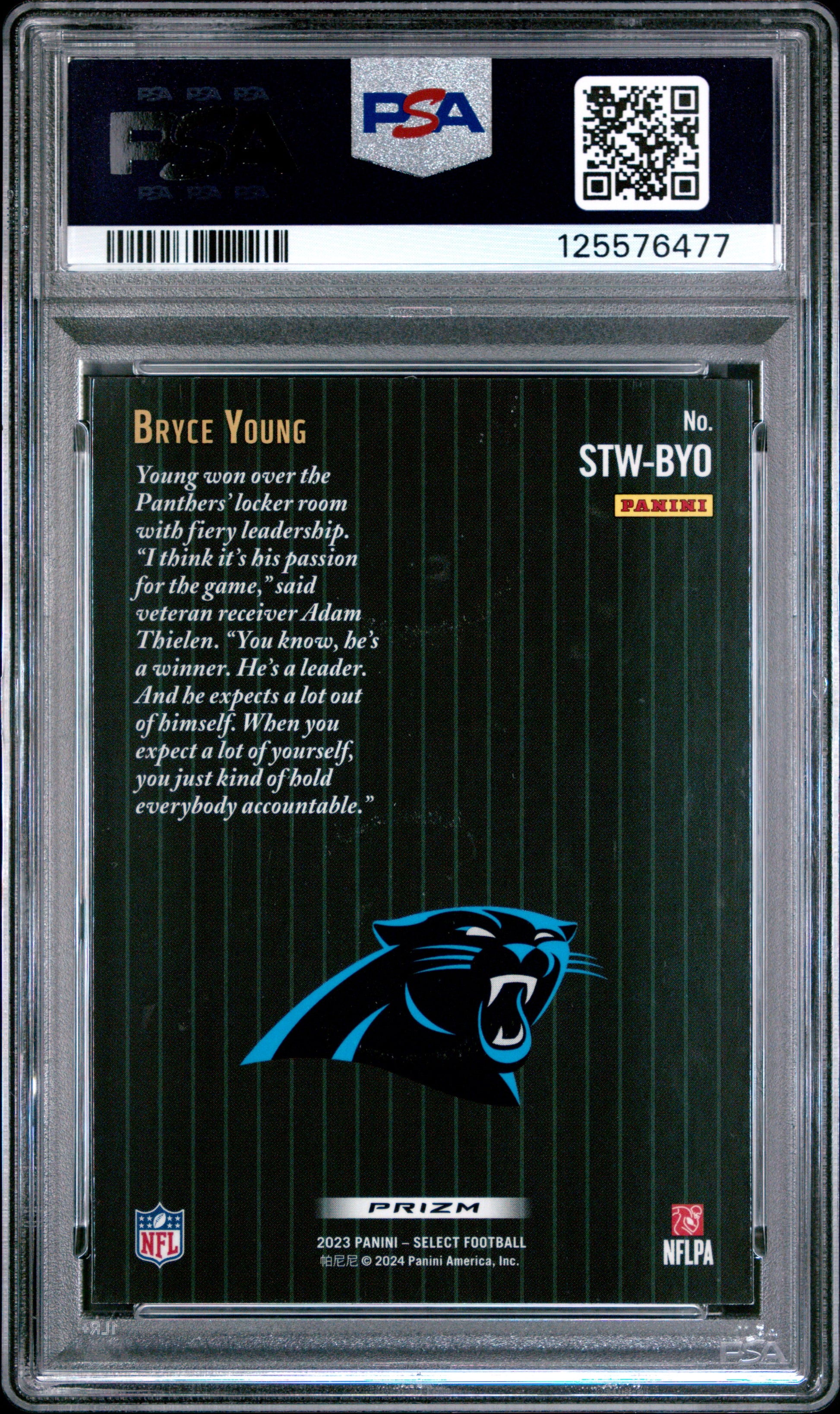 Bryce Young RC 2023 Panini Select Zebra Score Throwback Rookie SSP PSA 9-2