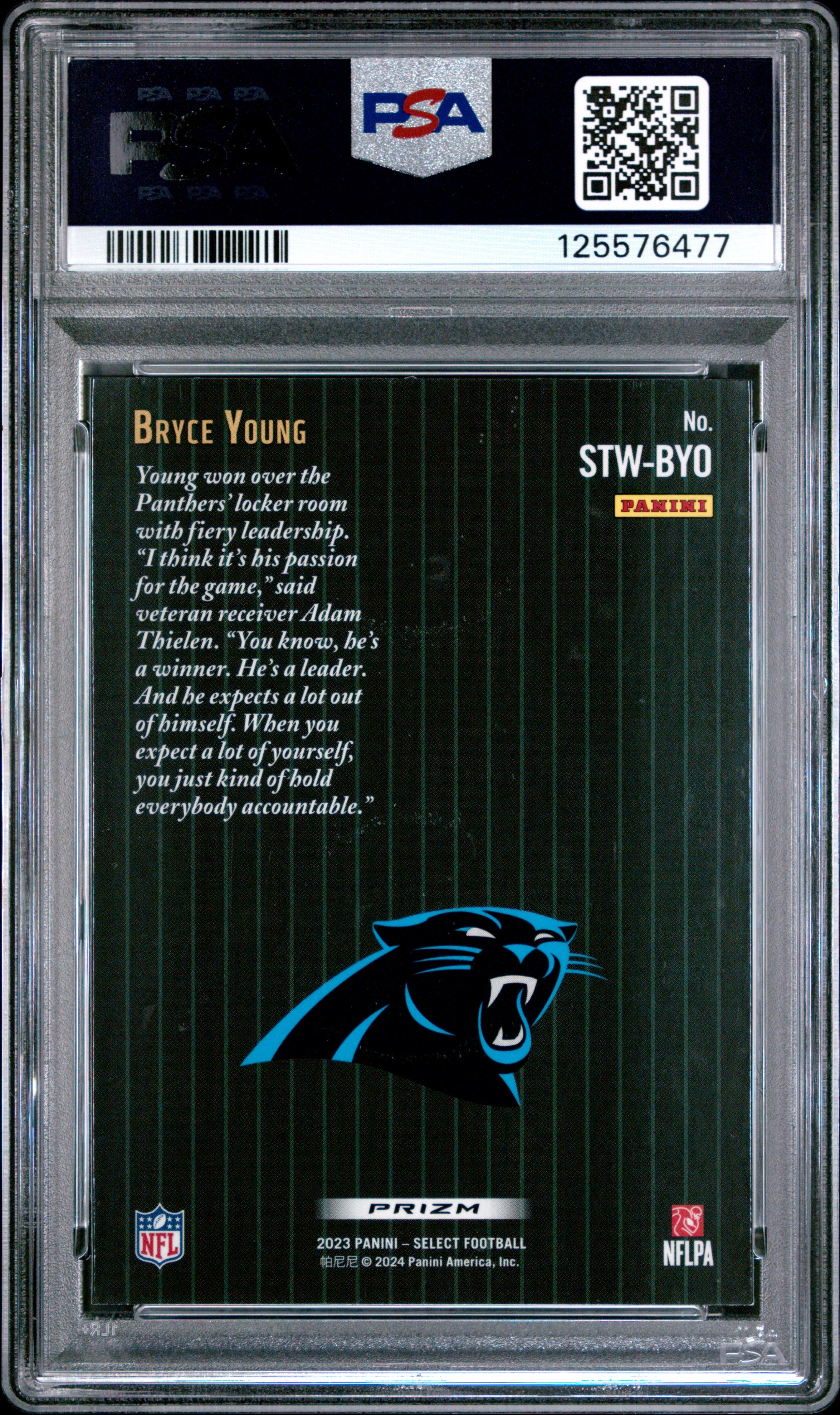 Bryce Young RC 2023 Panini Select Zebra Score Throwback Rookie SSP PSA 9-2