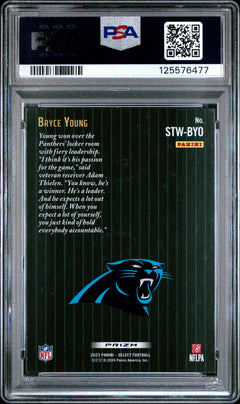 Bryce Young RC 2023 Panini Select Zebra Score Throwback Rookie SSP PSA 9-2