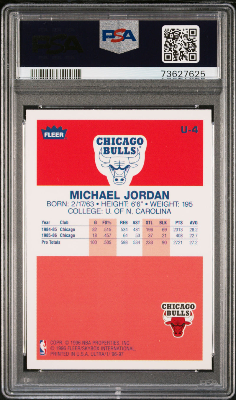 Michael Jordan 1996-97 Fleer Ultra Decade Of Excellence Rookie Throwback PSA 9-2