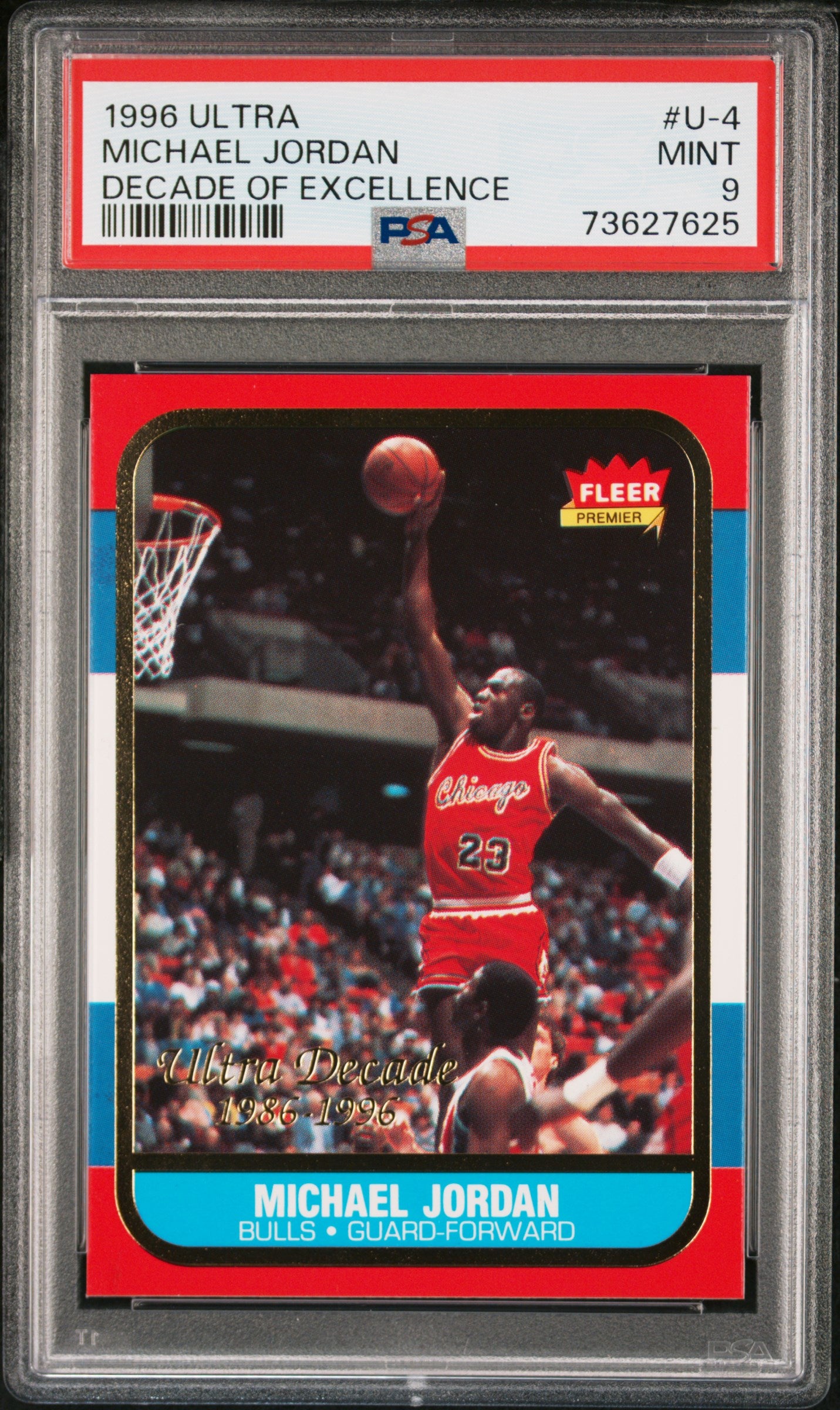 Michael Jordan 1996-97 Fleer Ultra Decade Of Excellence Rookie Throwback PSA 9-1