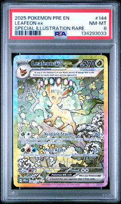 Leafeon EX 2025 Pokemon Prismatic Evolutions #144/131 PSA 8-1